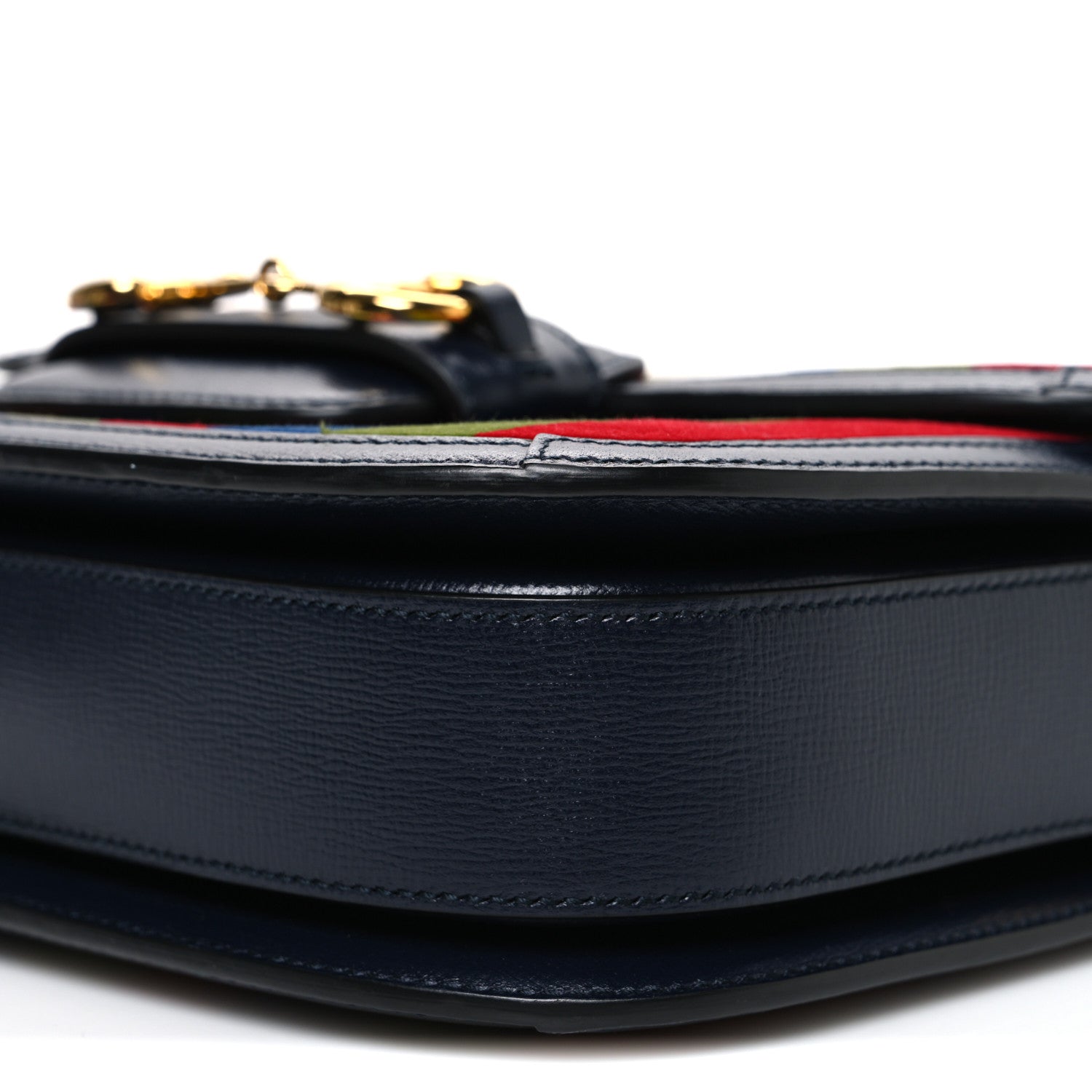Velvet Azalea Calfskin Baiadera Stripe Horsebit 1955 Shoulder Bag Multicolor