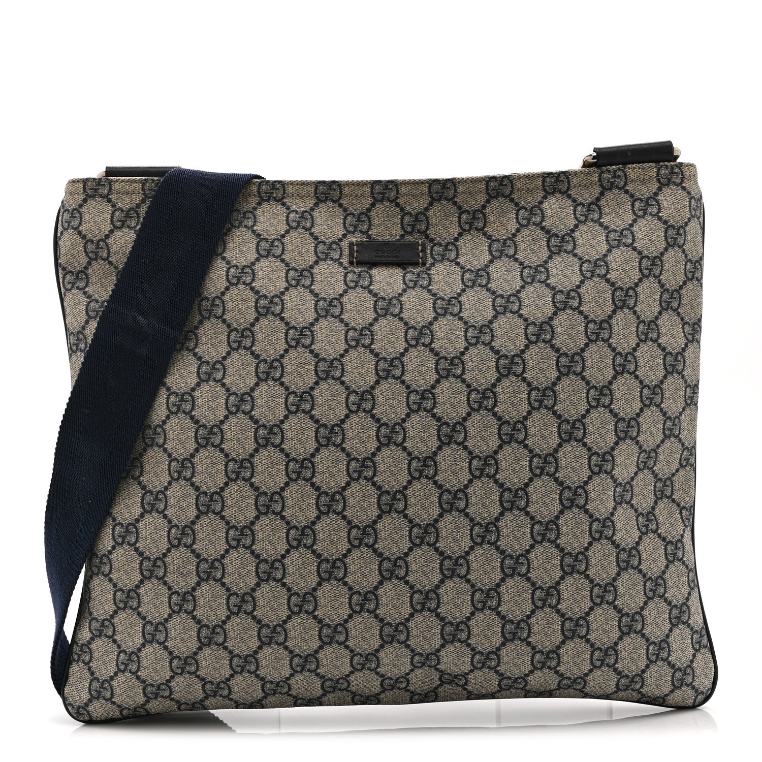 GG Plus Monogram Large Flat Messenger Bag Beige Blue