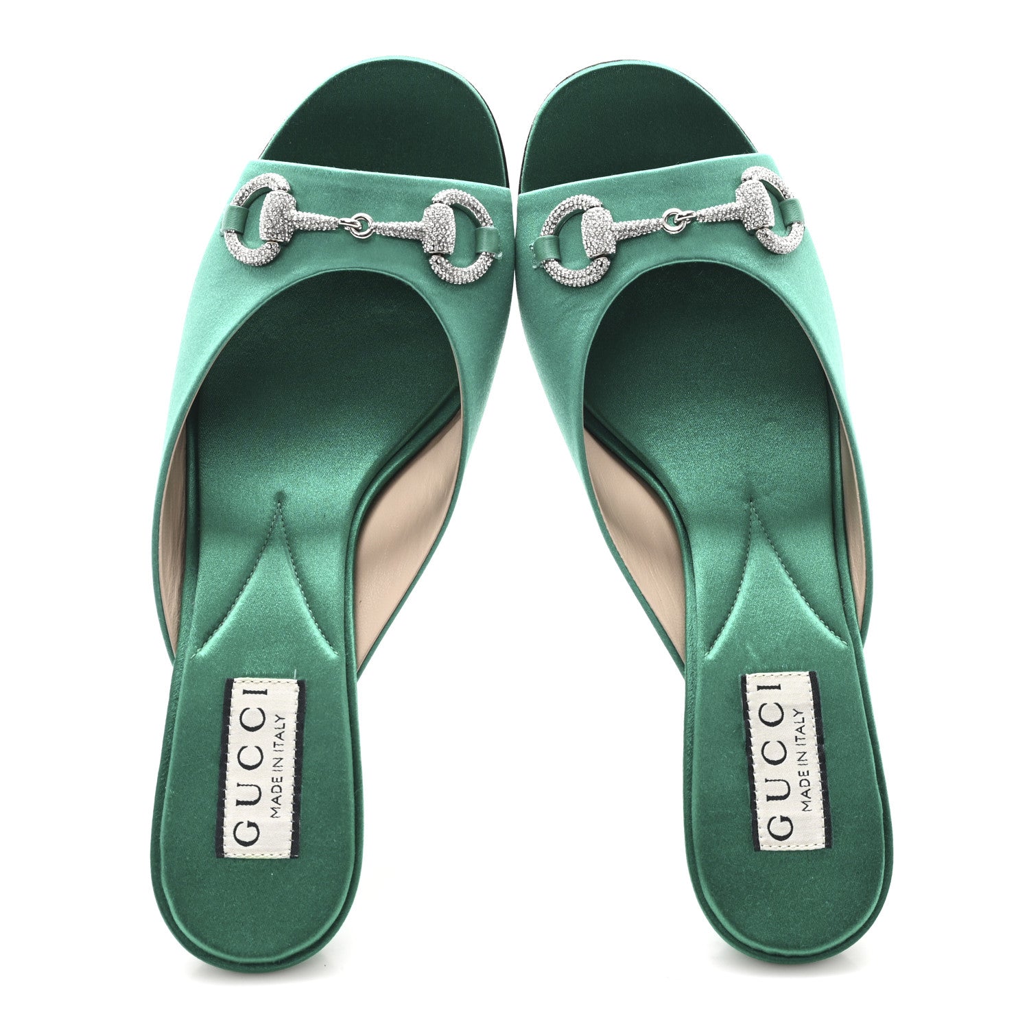 Raso Seta Malaga Kid Crystal Horsebit Sandals 37.5 Jade Caribbean Green