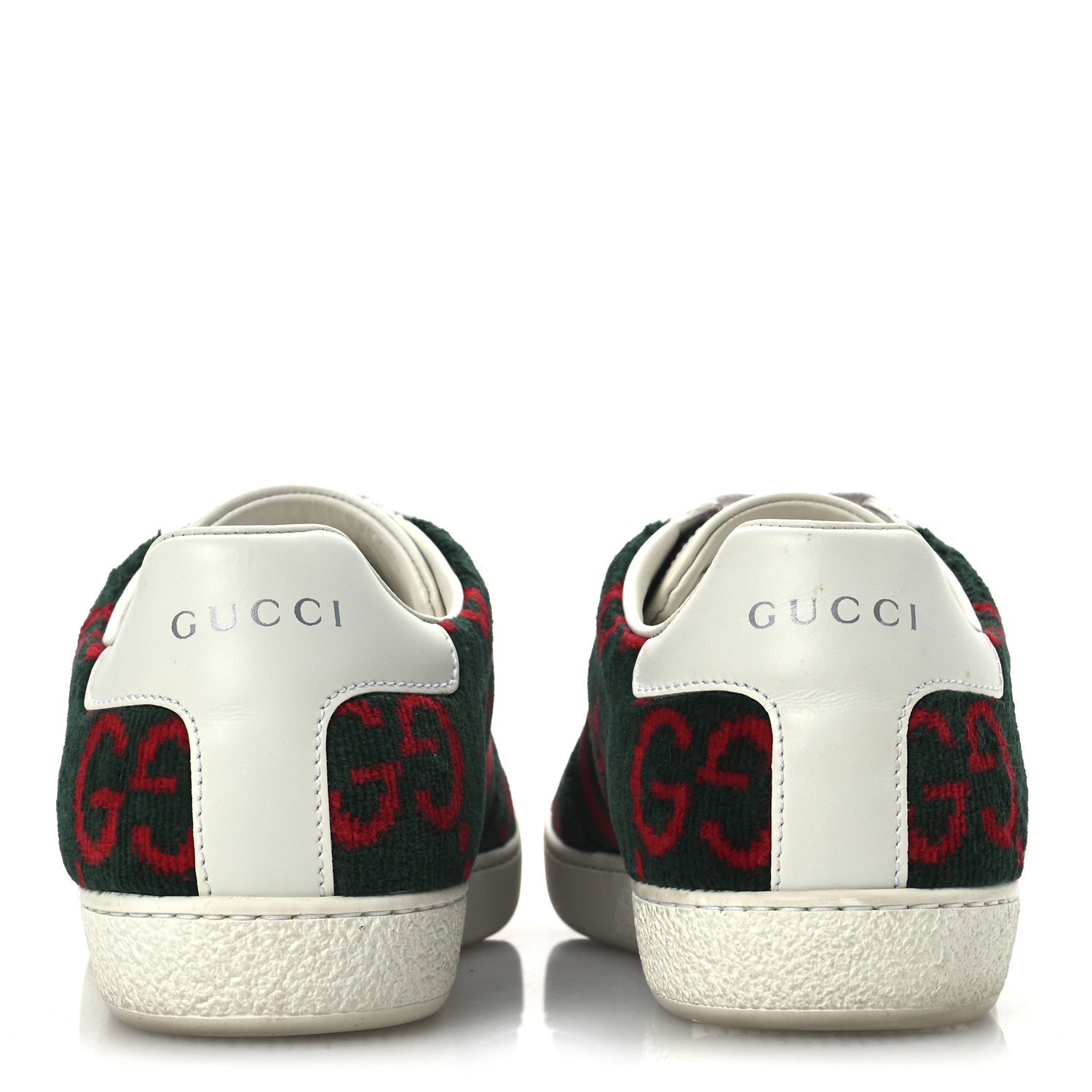 Terry Cloth GG Monogram Web Womens Ace Sneakers 36 Green Red