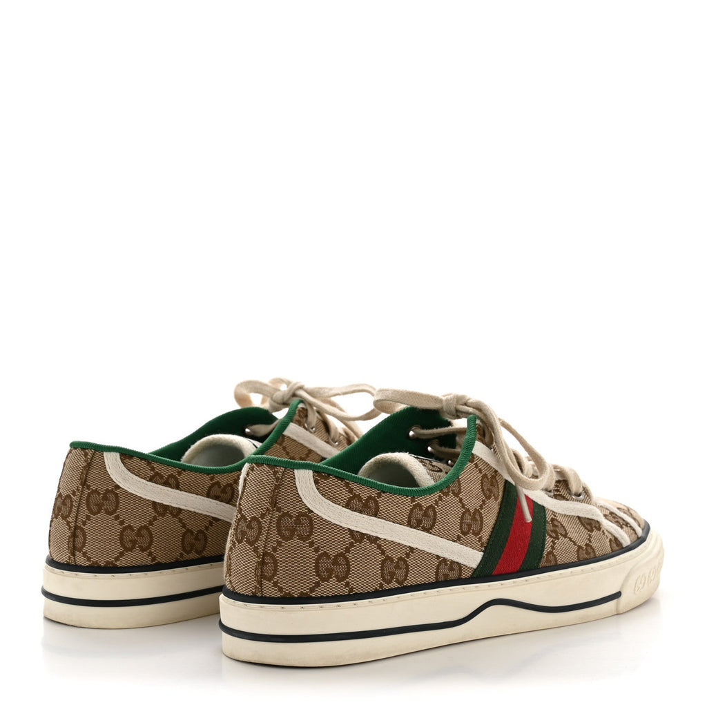GG Monogram Web Womens 1977 Tennis Sneakers 40.5 Beige Ebony Mystic White