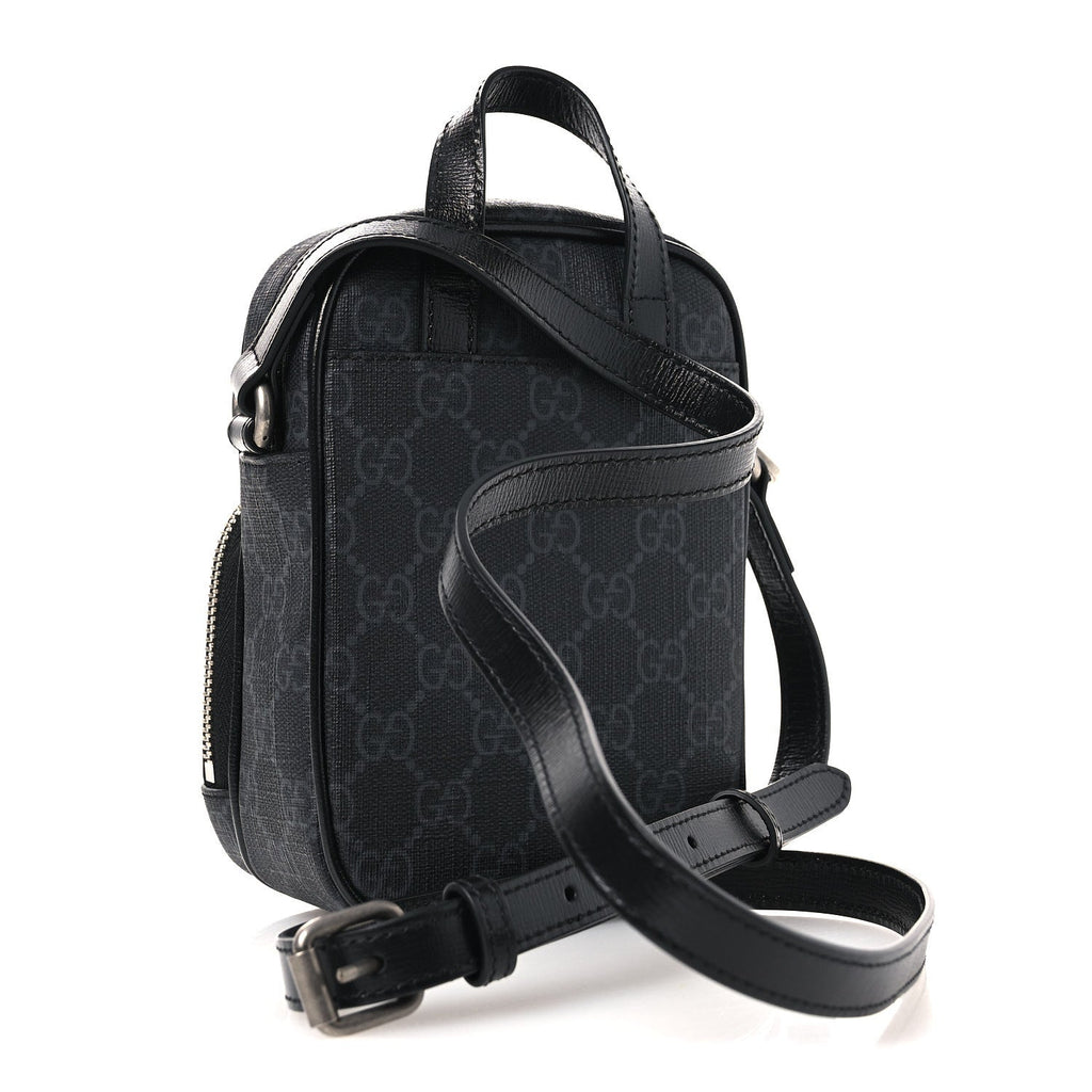 GG Supreme Monogram Azalea Calfskin Mini Retro Interlocking G Bag Black
