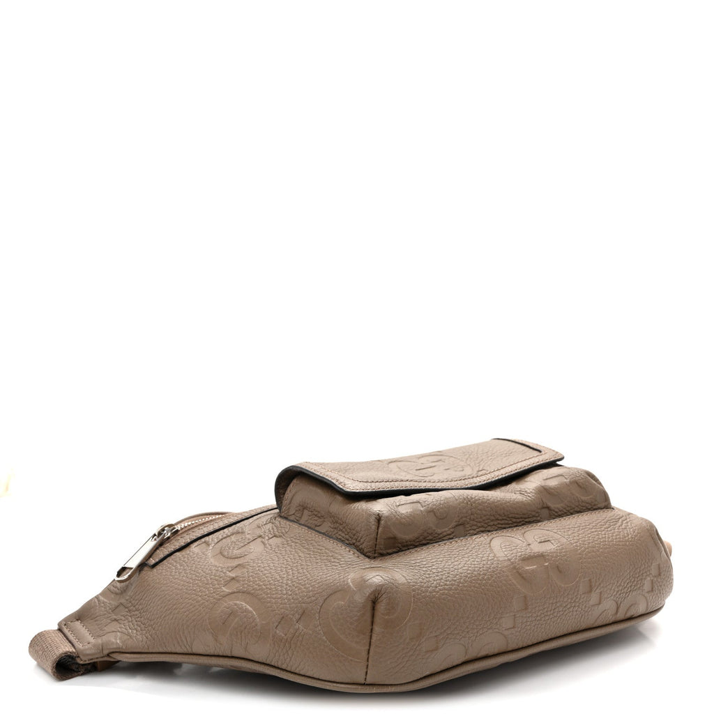 Piuma Calfskin Jumbo GG Embossed Pocket Belt Bag  Good Taupe
