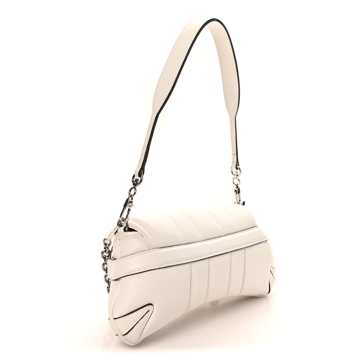 Nappa Vertical Matelasse Small Maxi Horsebit Chain Shoulder Bag Great White