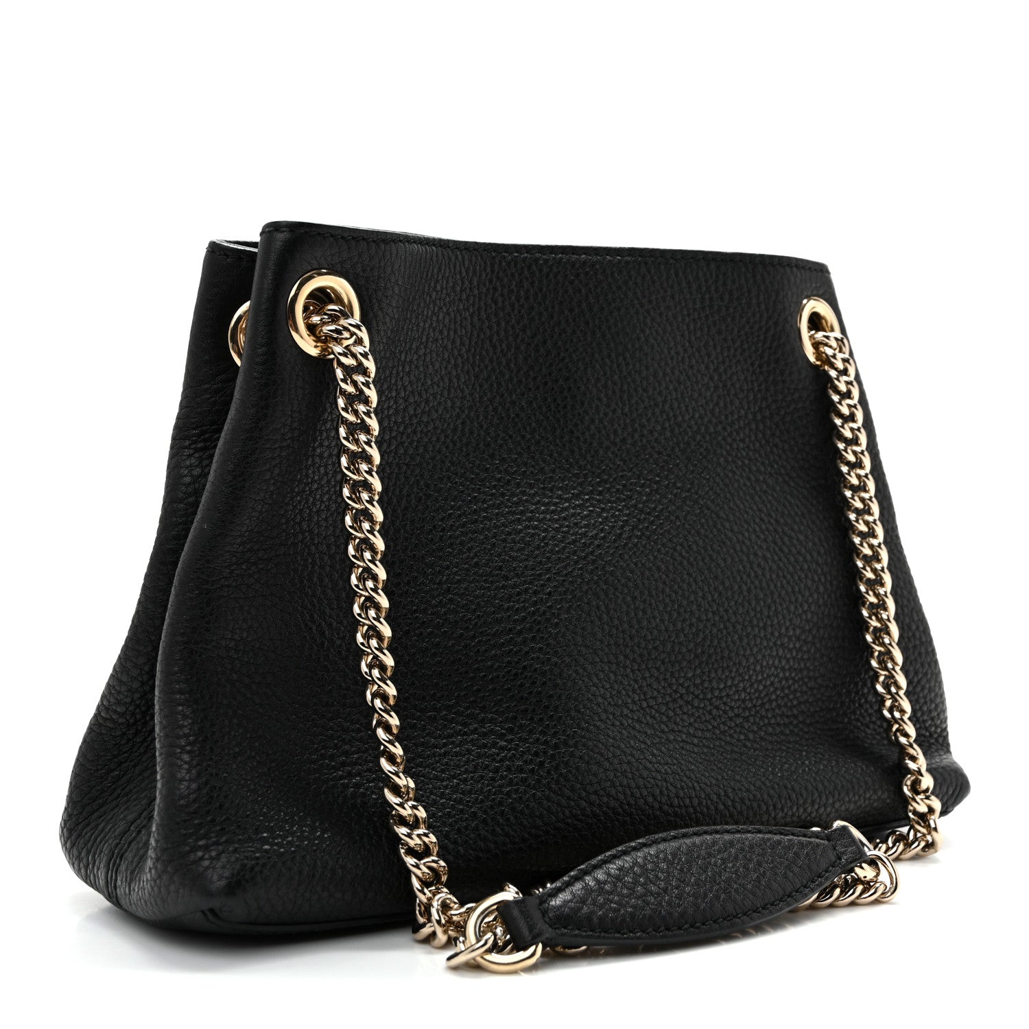 Pebbled Calfskin Small Soho Chain Shoulder Bag Black