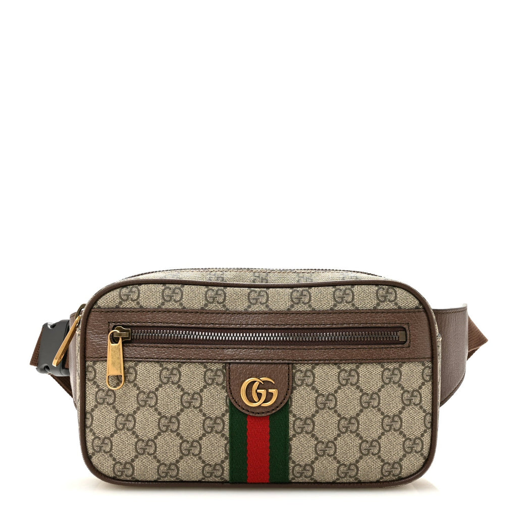 Soft GG Supreme Monogram Medium Ophidia Belt Bag Dark Brown