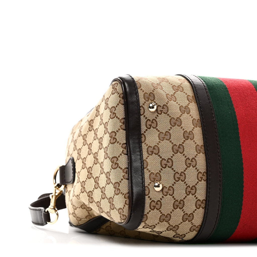 Monogram Selleria Calfskin Vintage Web Medium Boston Beige Ebony Cocoa