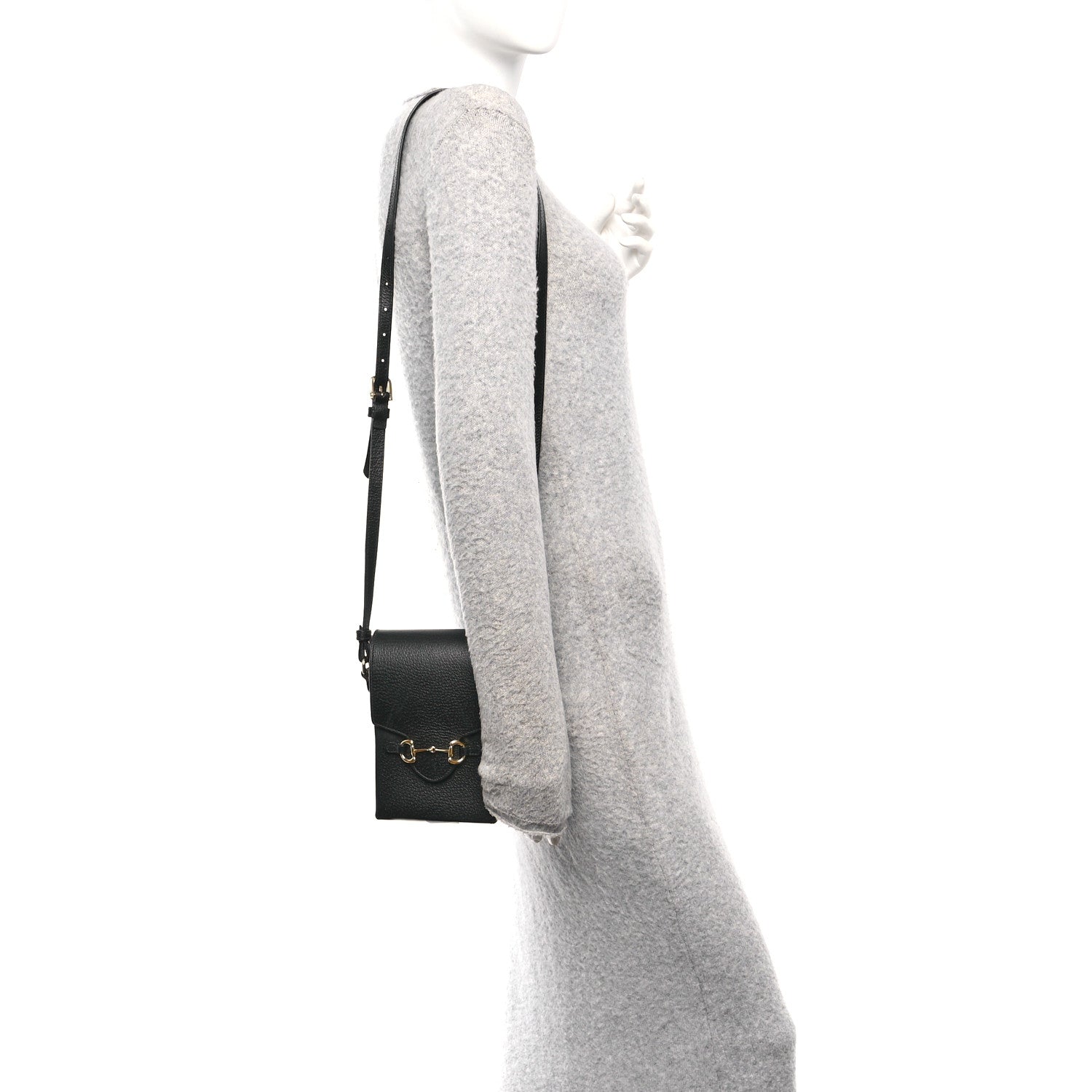 Dollar Calfskin Vertical Horsebit 1955 Crossbody Bag Black