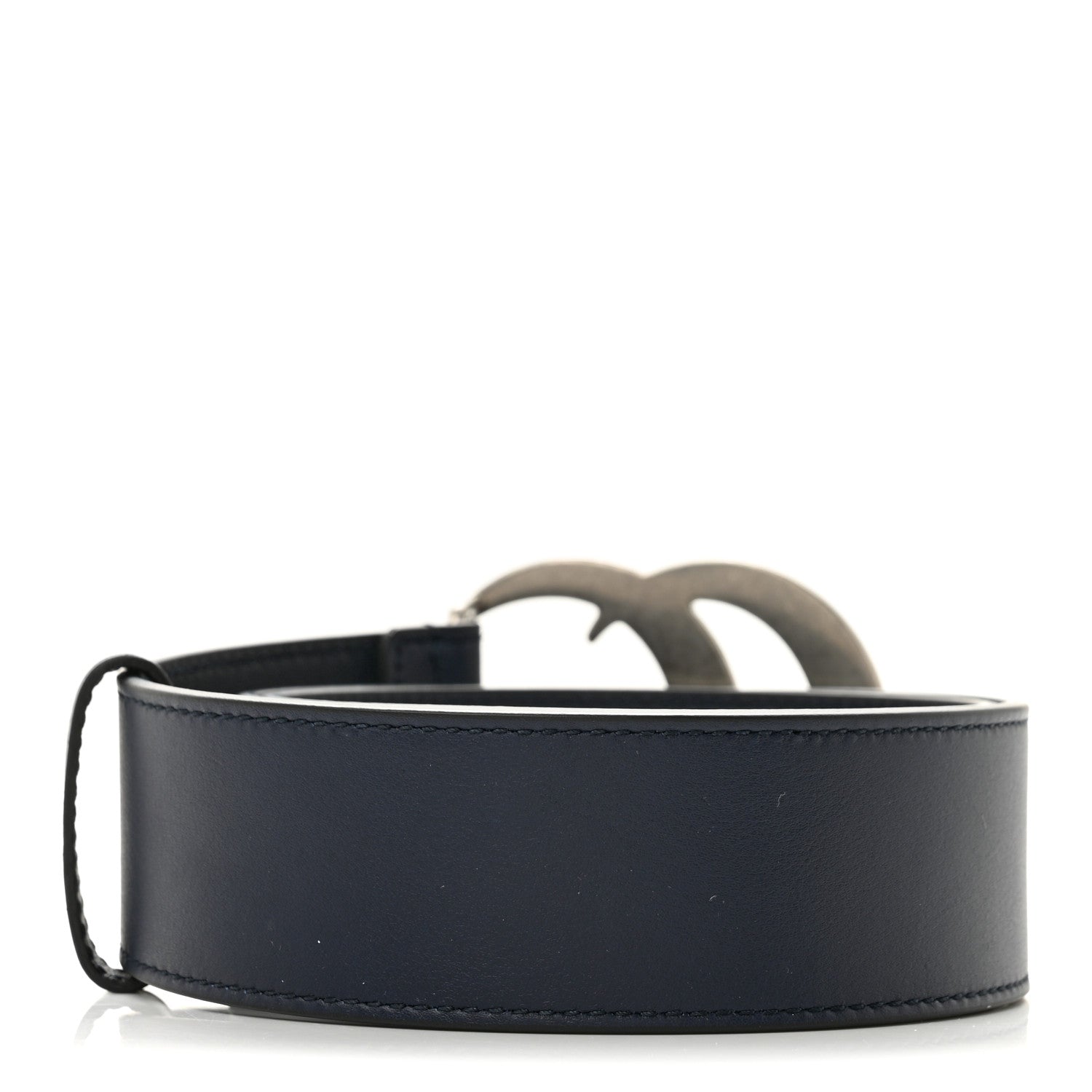 Moon Calfskin Nickel Double G 40mm Belt 75 30 Blue