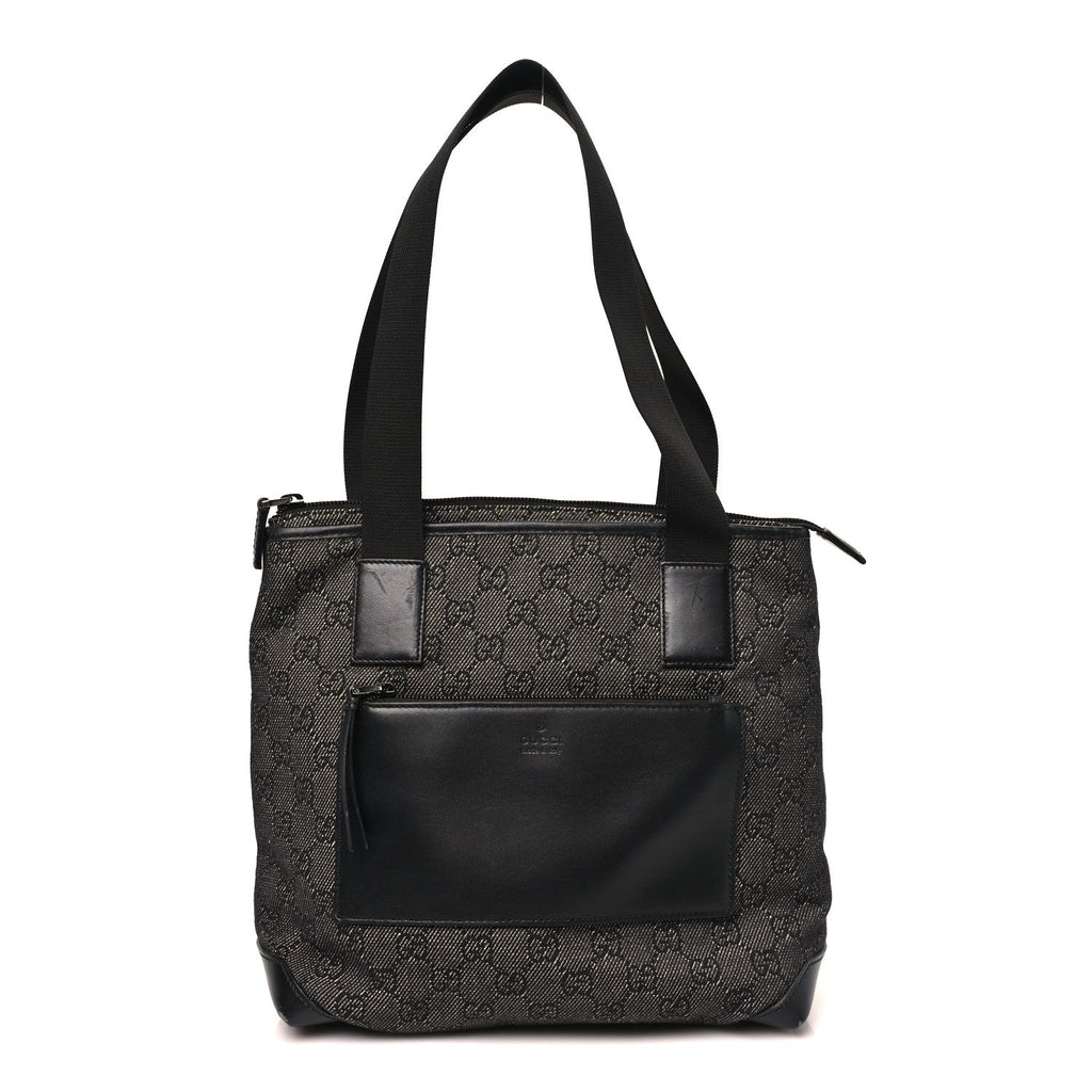 Denim Monogram Tote Bag Black