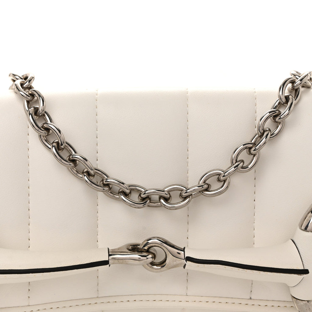 Nappa Vertical Matelasse Medium Maxi Horsebit Chain Shoulder Bag Mystic White