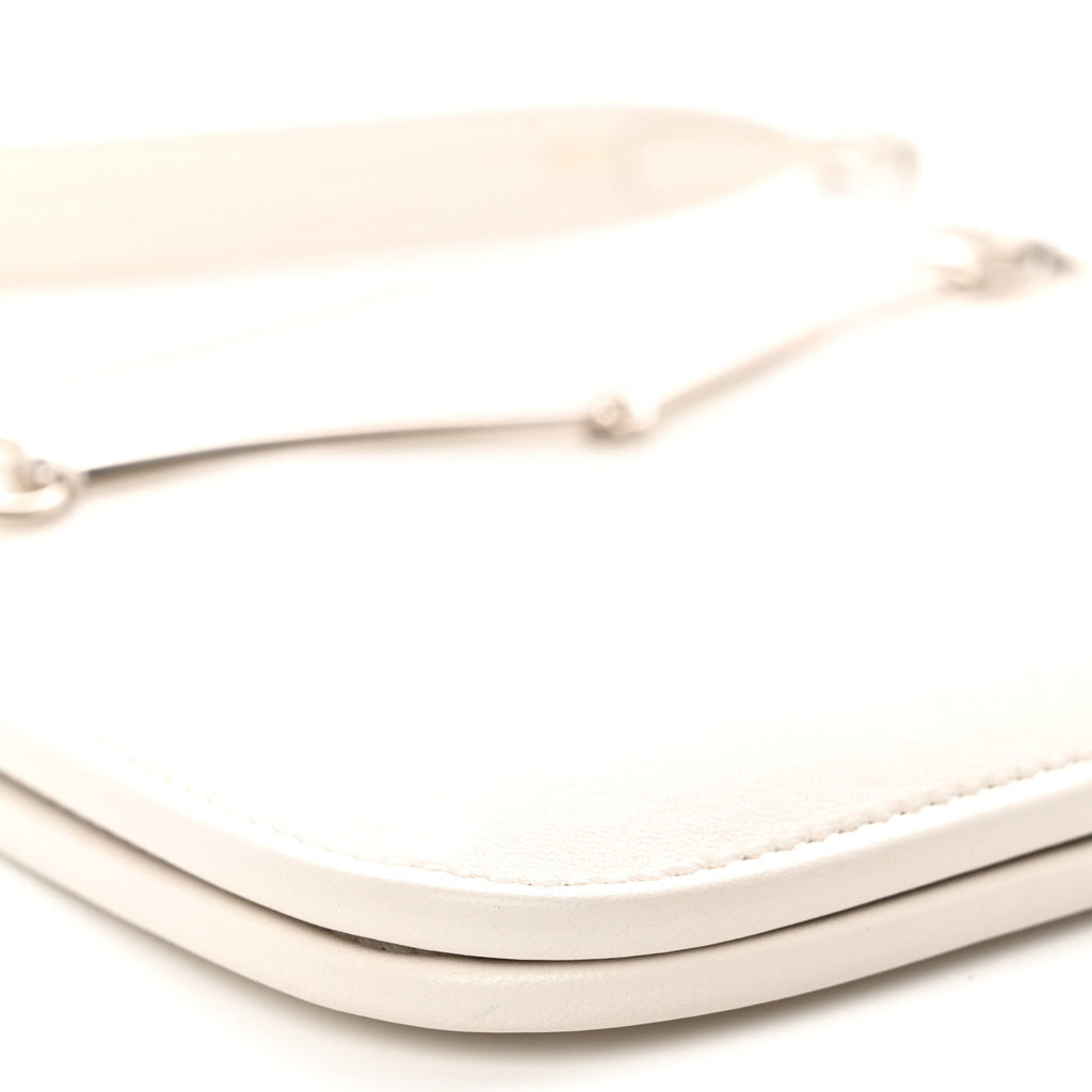 Calfskin Horsebit Slim Shoulder Bag White