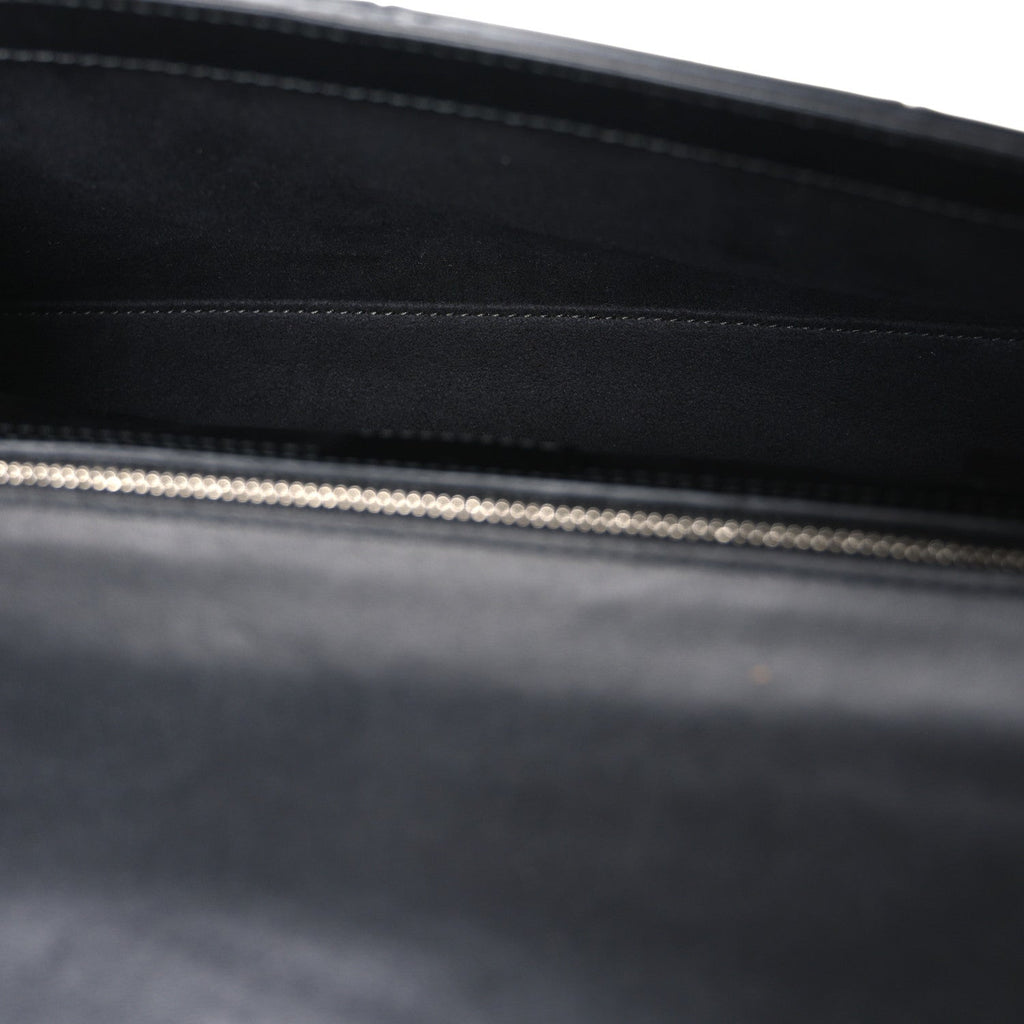 Senna Calfskin Lines Petite GG Top Handle Shoulder Bag Black Mystic White