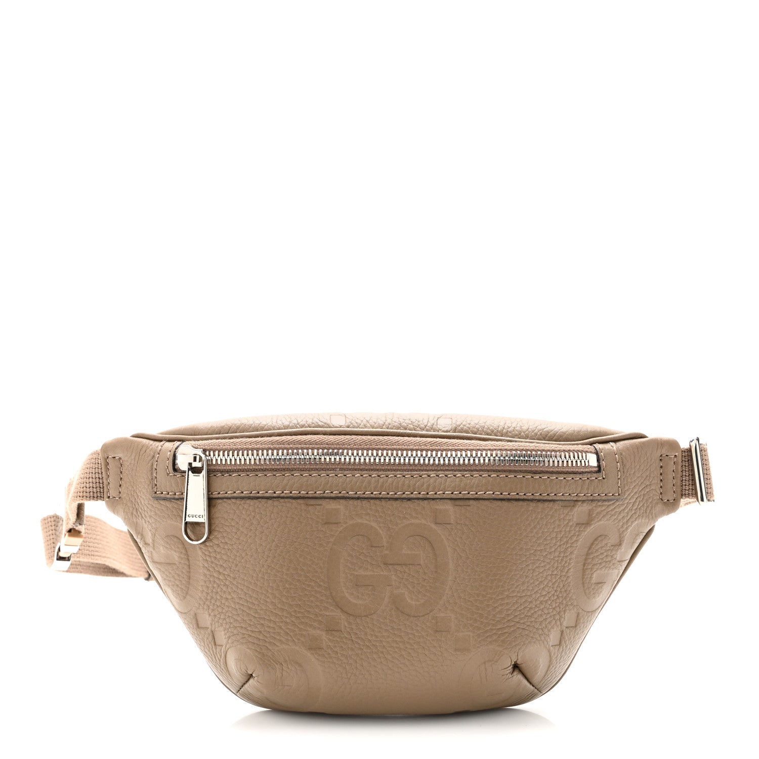 Piuma Calfskin Jumbo GG Embossed Small Belt Bag Good Taupe