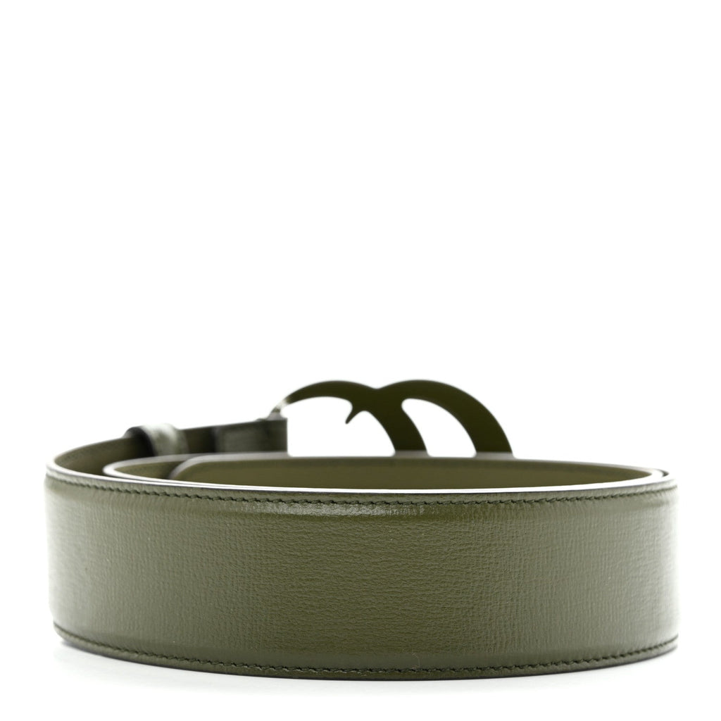 Azalea Calfskin Enamel Monochrome Double G 40mm Belt 75 30 Military Wood