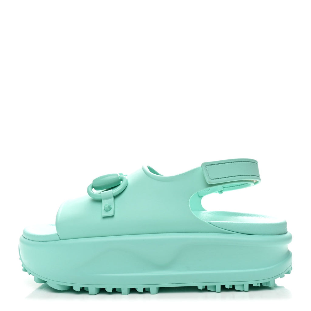 Soft Rubber Horsebit Womens Slingback Sandals 37 Teal Cyan