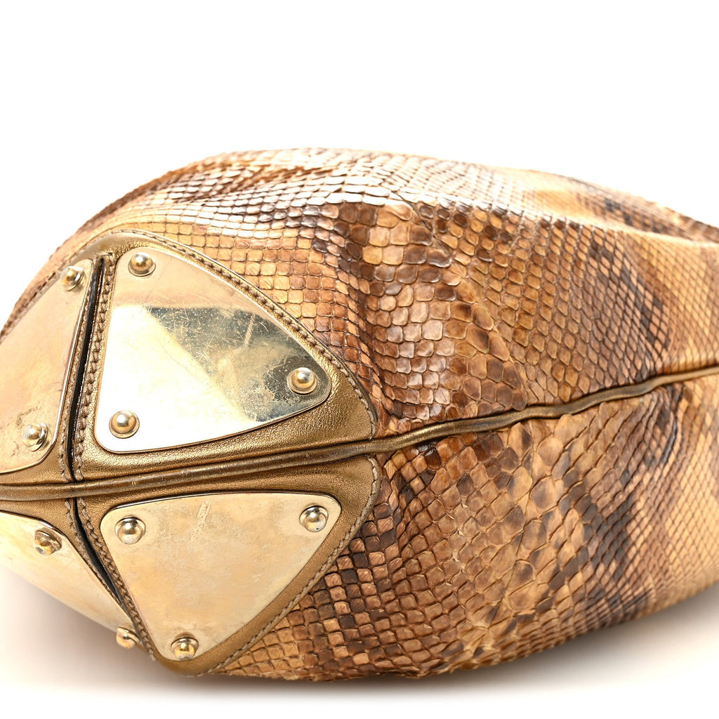 Snakeskin Large Indy Top Handle Hobo Gold