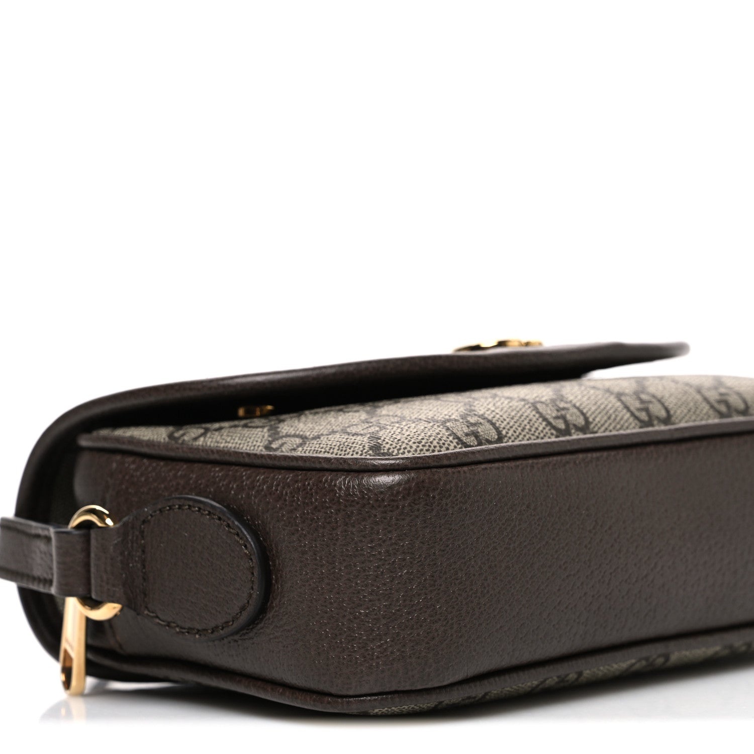 GG Supreme Monogram Textured Dollar Calfskin Mini Ophidia Flap Shoulder Bag Beige Ebony New Acero