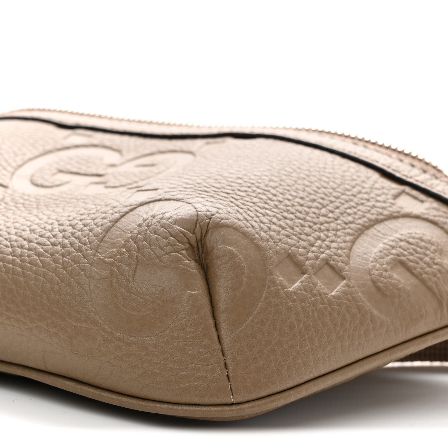 Piuma Calfskin Jumbo GG Embossed Small Belt Bag Good Taupe
