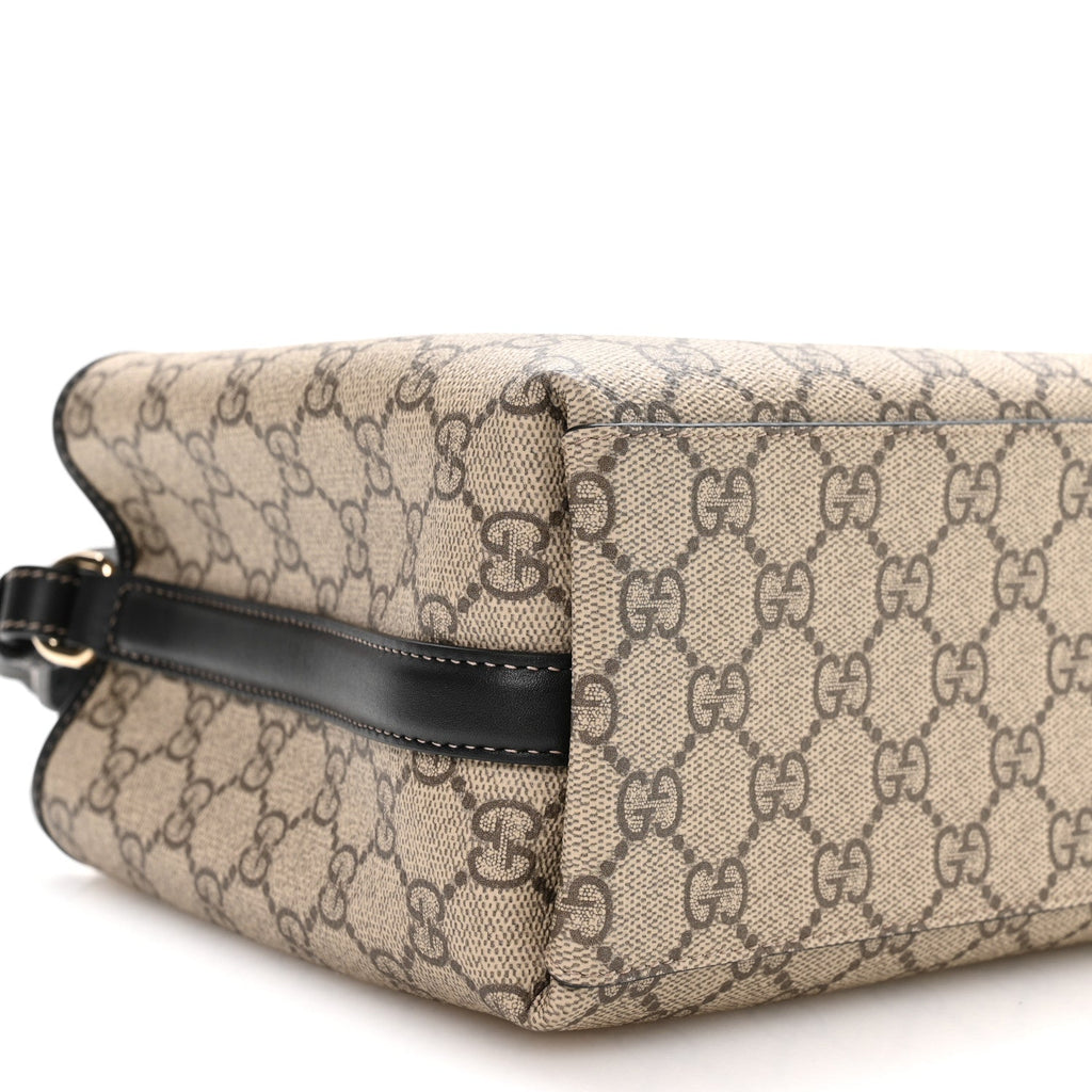 GG Supreme Monogram Emblem Medium Tote Bag Beige Black