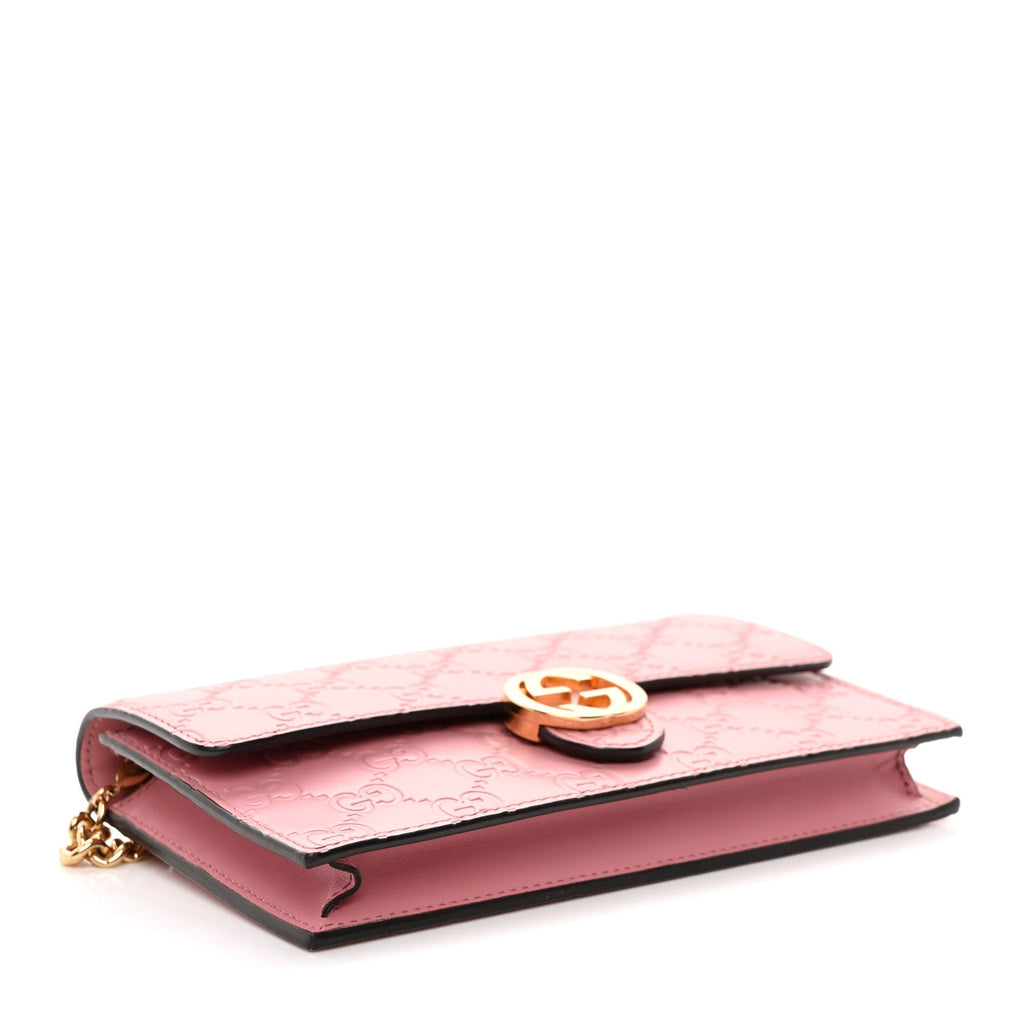 Guccissima Icon Chain Wallet Carmine Rose
