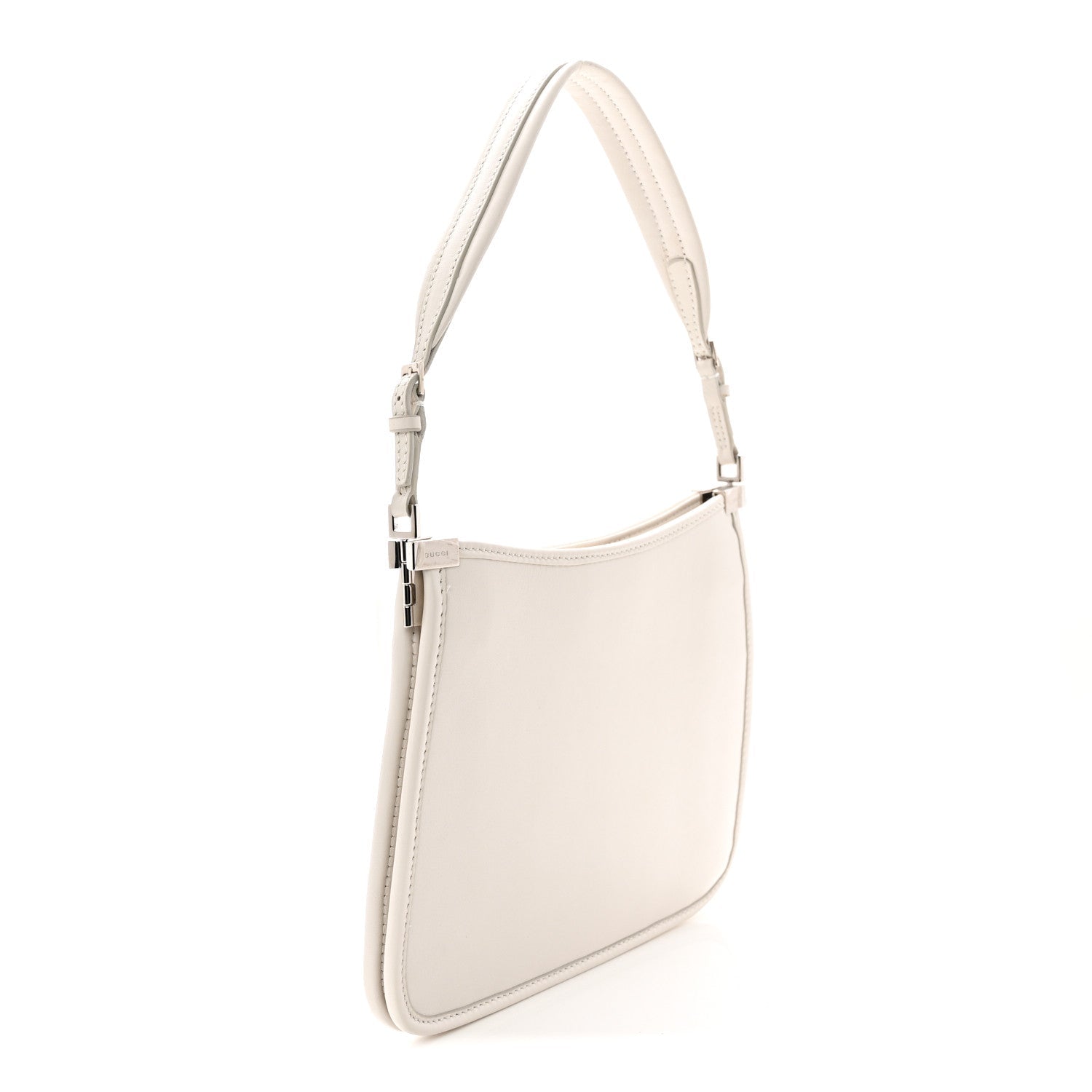 Calfskin Horsebit Slim Shoulder Bag White