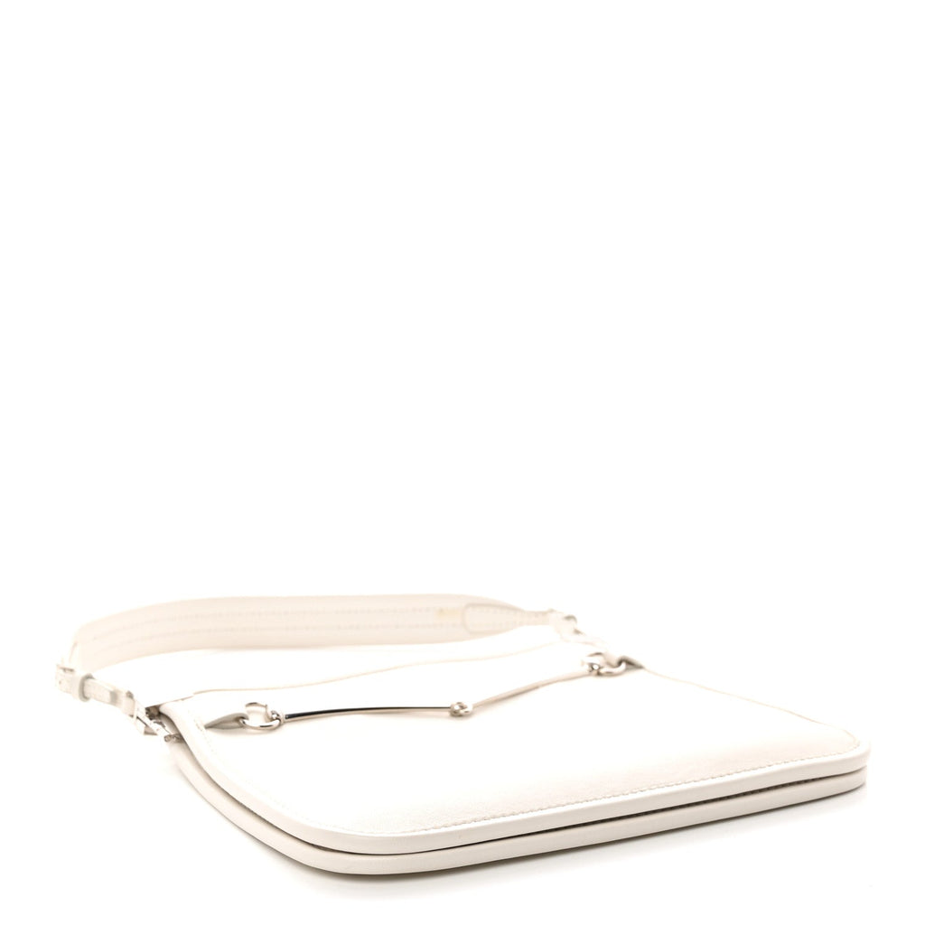 Calfskin Horsebit Slim Shoulder Bag White