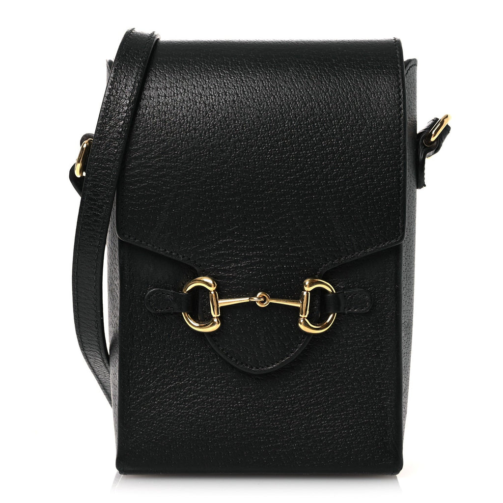 Dollar Calfskin Vertical Horsebit 1955 Crossbody Bag Black