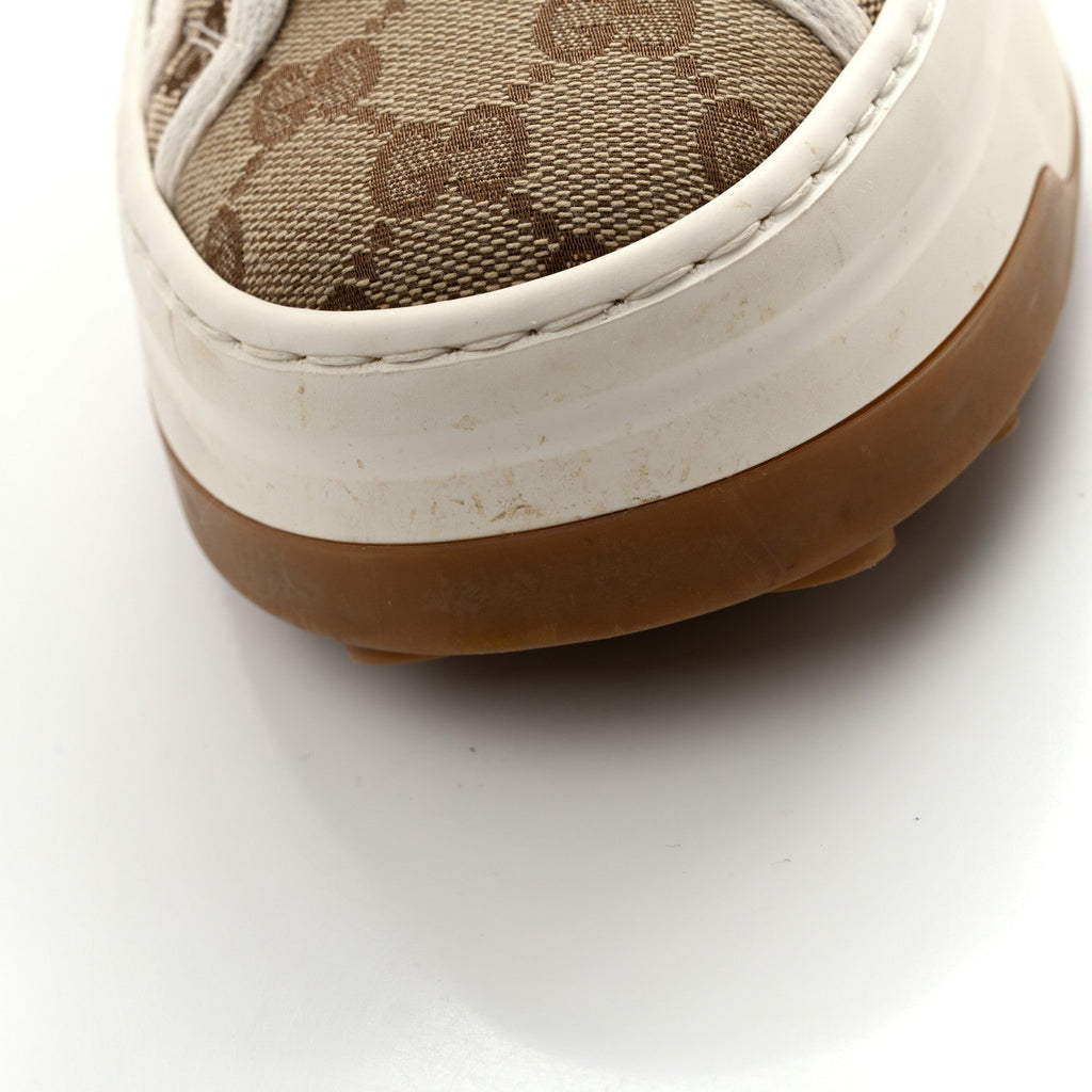 New Canvas GG Monogram Womens Tennis 1977 High Top 55mm Platform Sneakers 38.5 Beige Ebony Mystic White