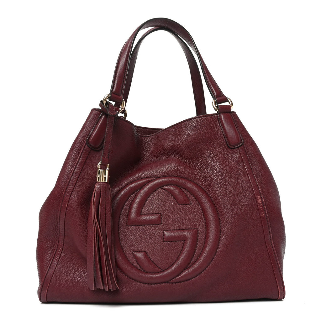 Pebbled Calfskin Medium Soho Shoulder Bag Bordeaux