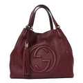 Pebbled Calfskin Medium Soho Shoulder Bag Bordeaux