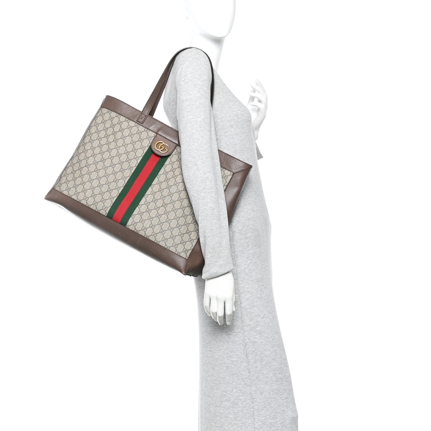 GG Supreme Monogram Web Ophidia Tote Brown