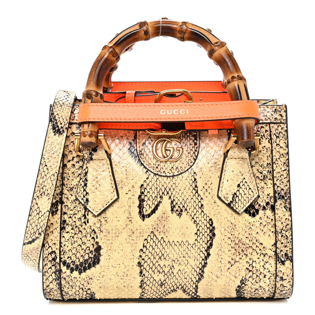 Snakeskin Mini Diana Tote Bag Beige