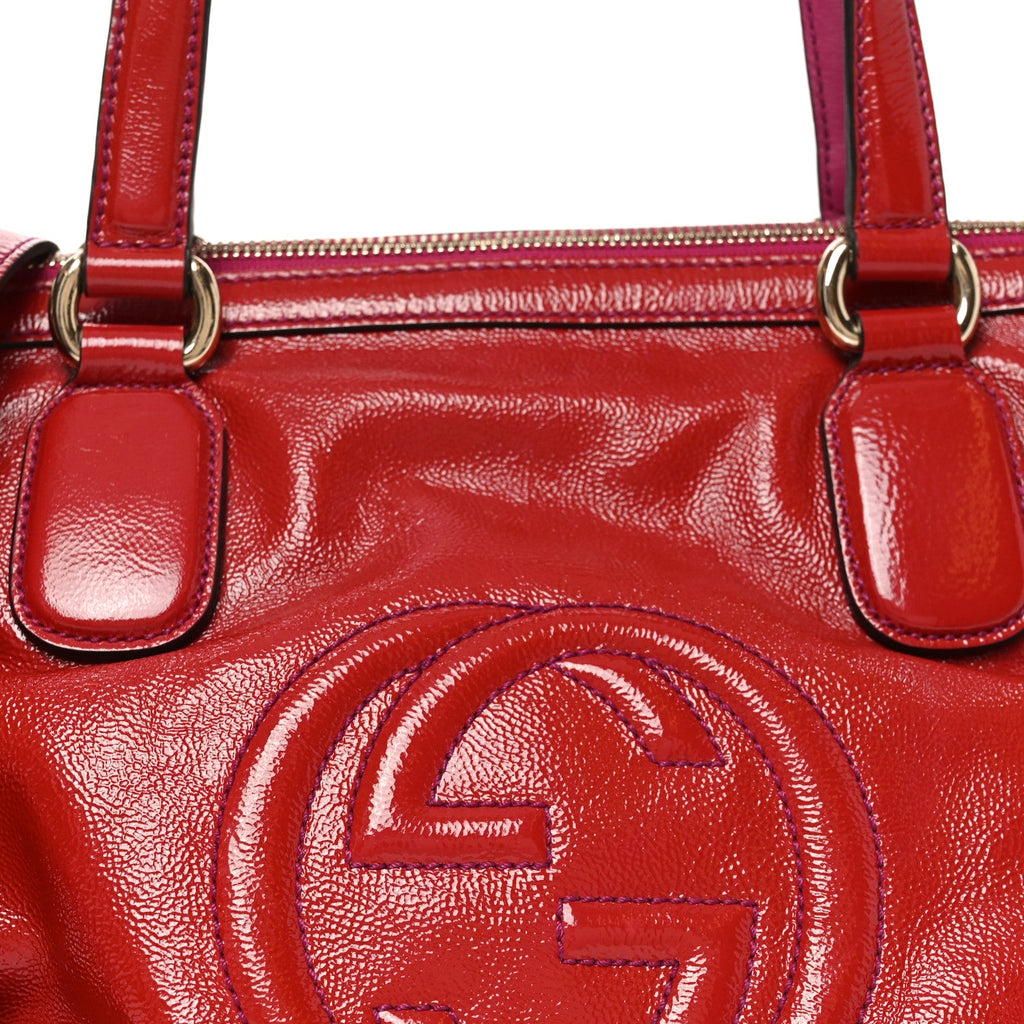Vernice Naplack Small Soho Top Handle Satchel Uniform Red