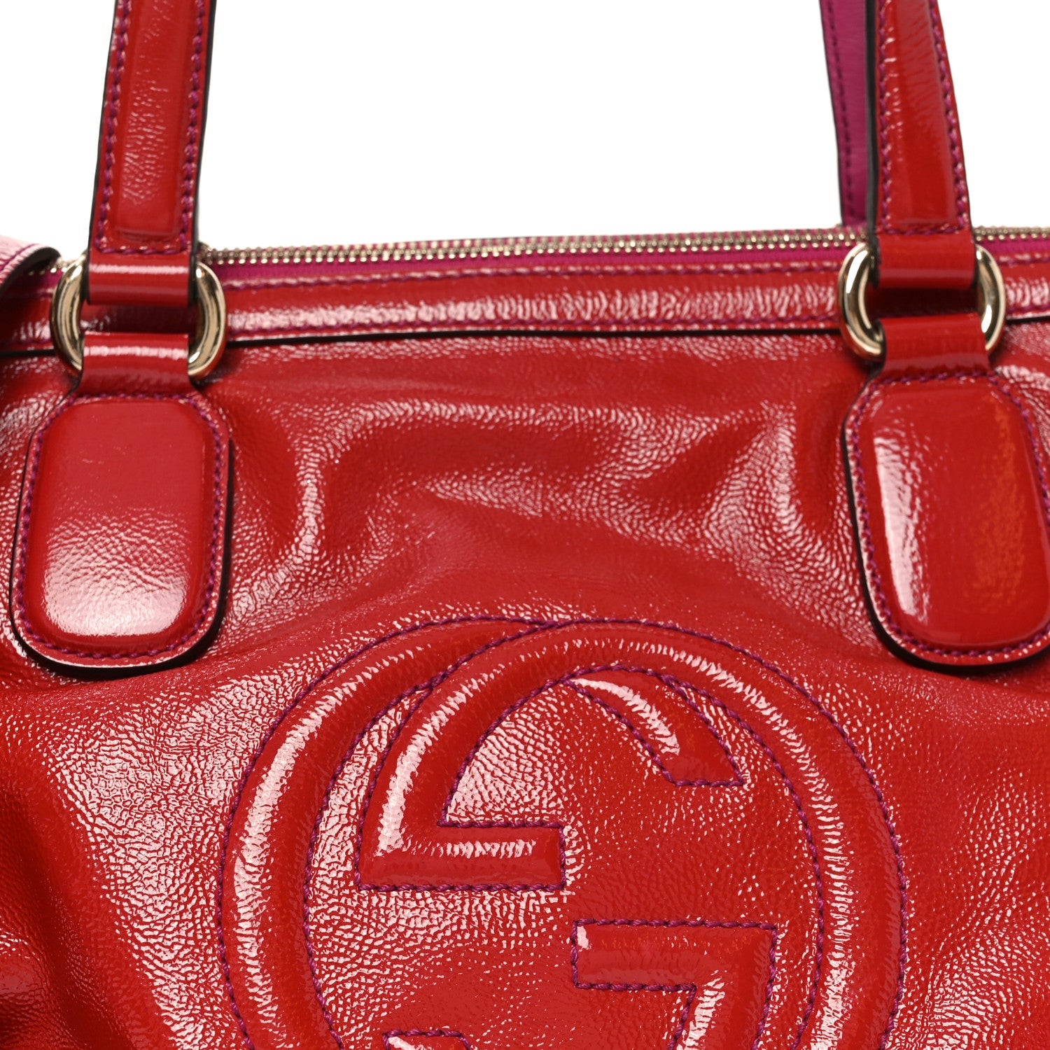 Vernice Naplack Small Soho Top Handle Satchel Uniform Red