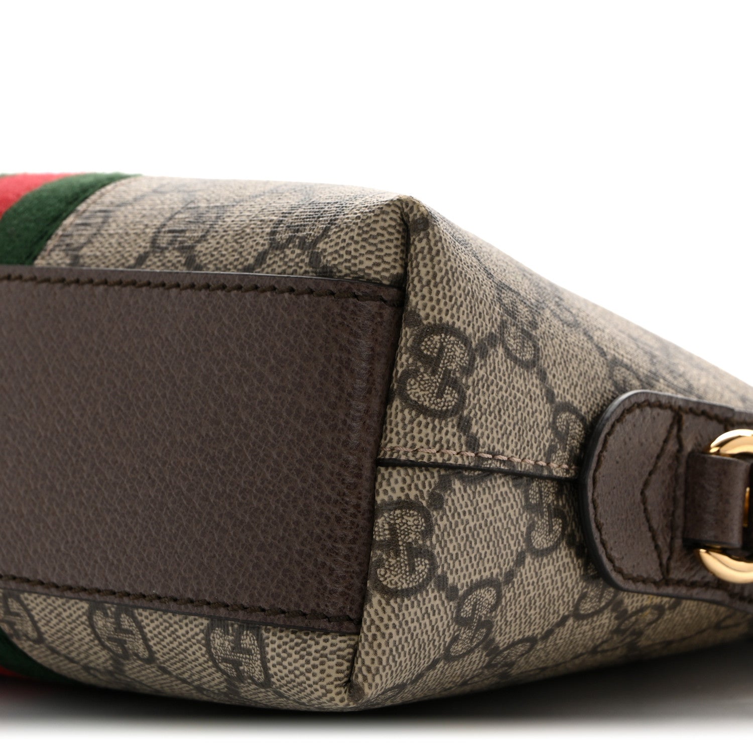 GG Supreme Monogram Textured Dollar Calfskin Web Small Ophidia Dome Shoulder Bag Beige Ebony New Acero