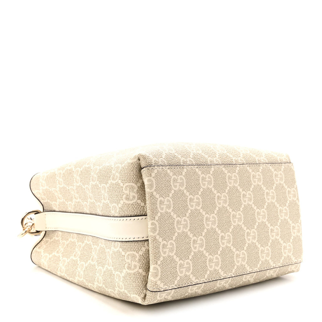 GG Supreme Monogram Emblem Small Shoulder Bag Beige White