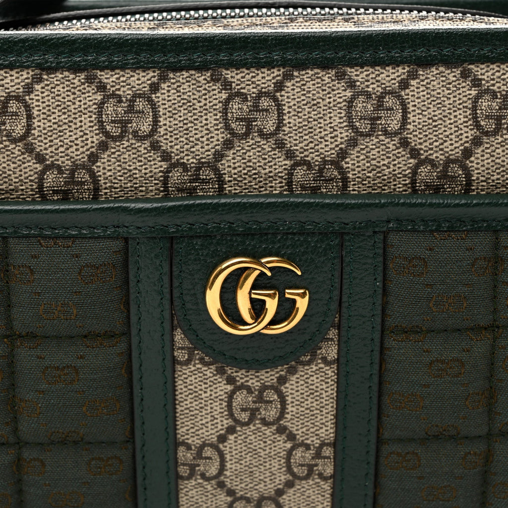 Monogram GG Mignon Textured Dollar Calfskin GG Supreme Monogram Quilted Mini GG Shoulder Bag Green Beige Ebony