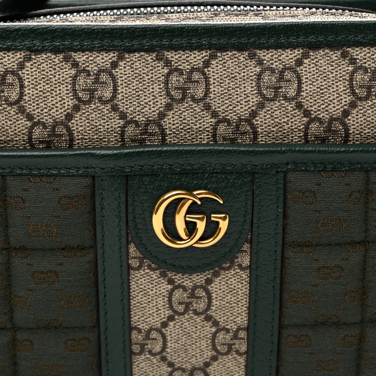 Monogram GG Mignon Textured Dollar Calfskin GG Supreme Monogram Quilted Mini GG Shoulder Bag Green Beige Ebony