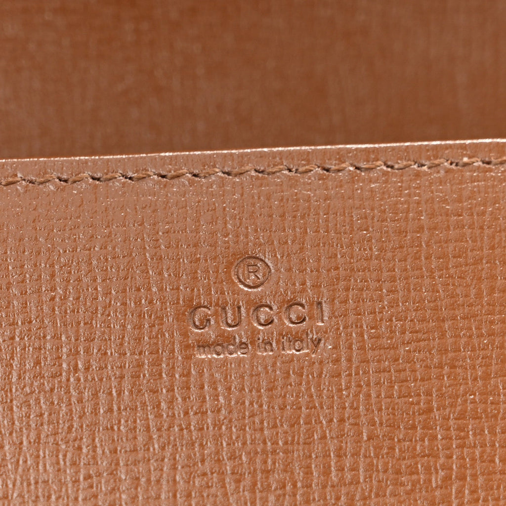 GG Supreme Monogram Azalea Calfskin Horsebit 1955 Wallet On Chain Beige Ebony Brown Sugar