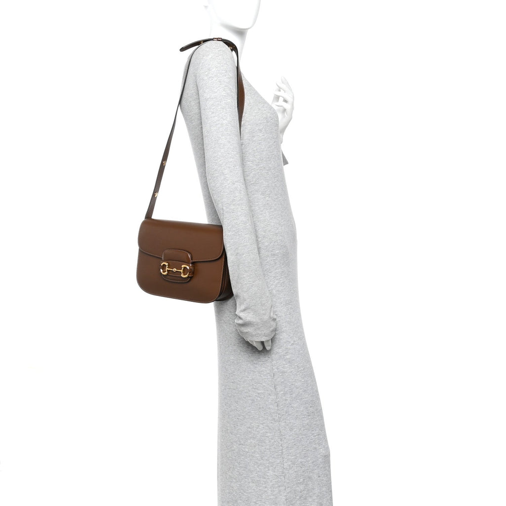 Azalea Calfskin Horsebit 1955 Shoulder Bag Brown Sugar
