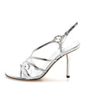 Metallic Calfskin Interlocking G Strappy Sandals 38 Silver