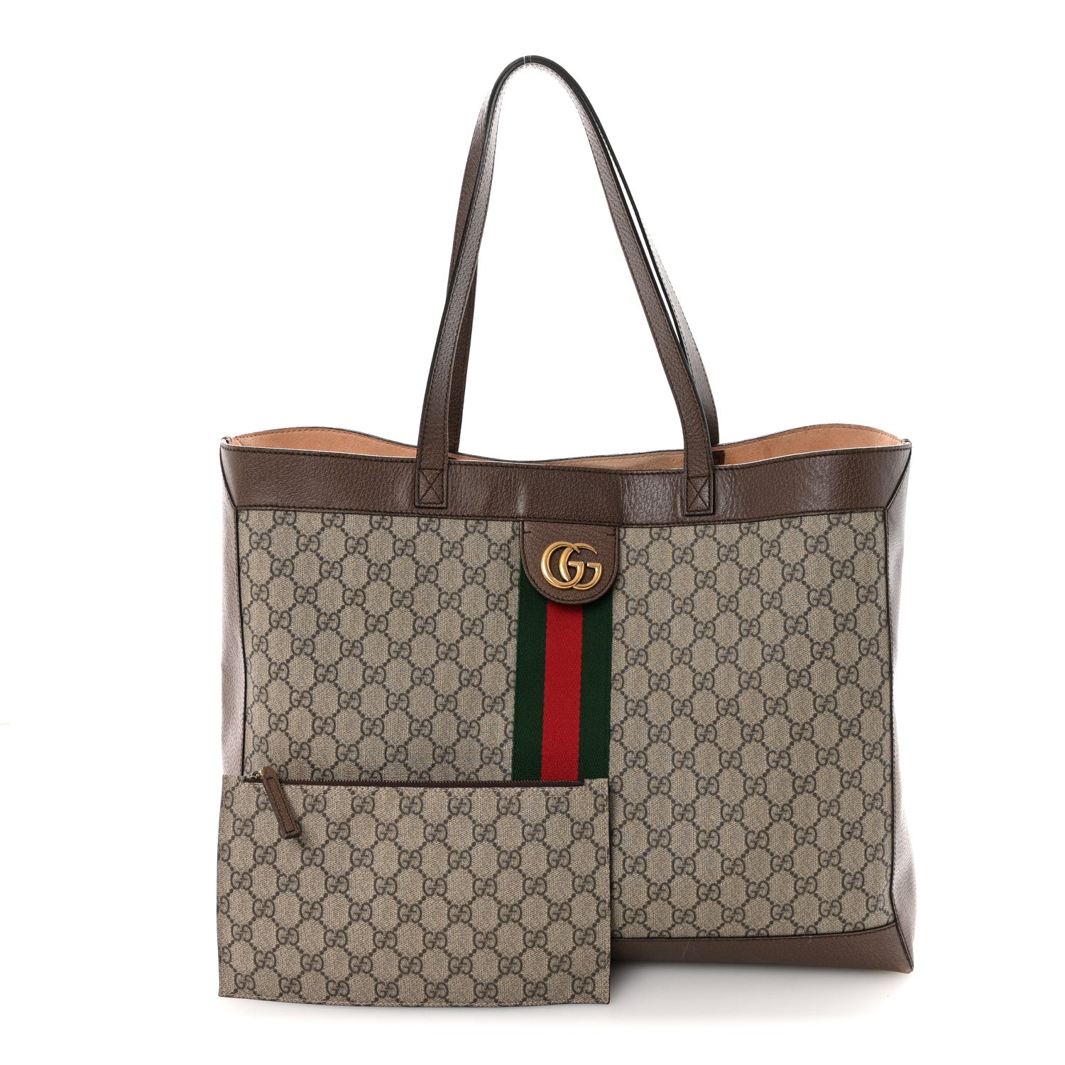 GG Supreme Monogram Web Ophidia Tote Brown