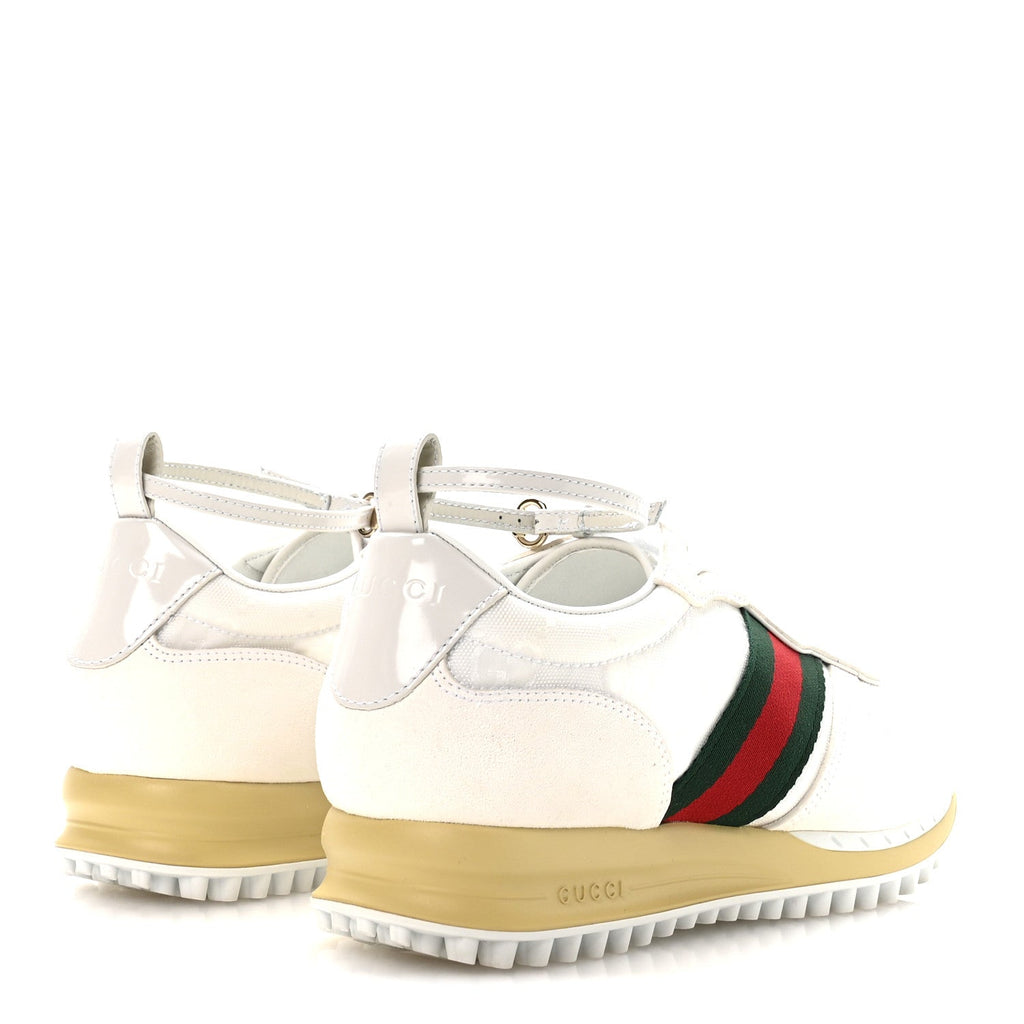 GG Suede Monogram Web Re-Motion Sneakers 37.5 White