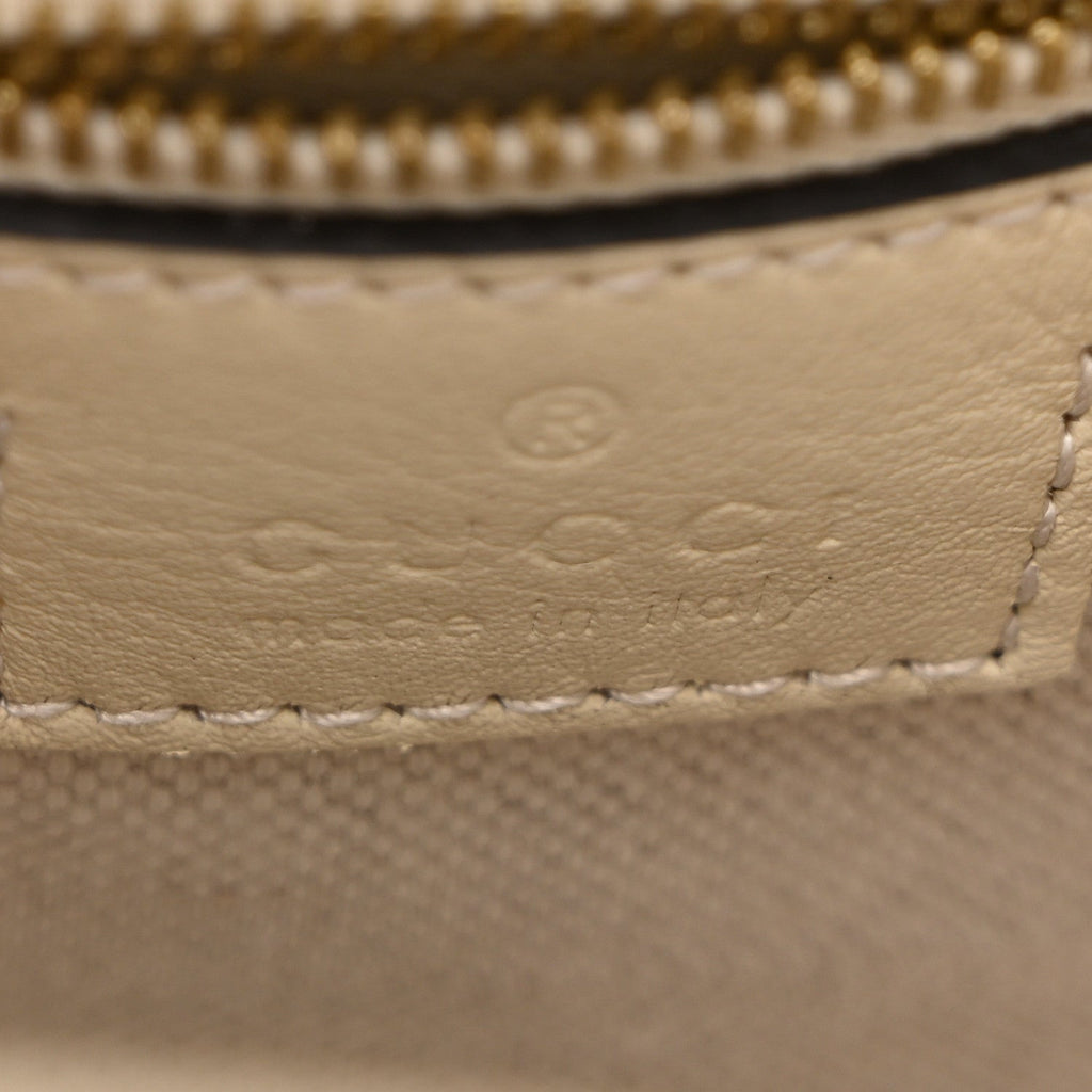 Arabella Calfskin Horsebit 73 Mini Bucket Bag White