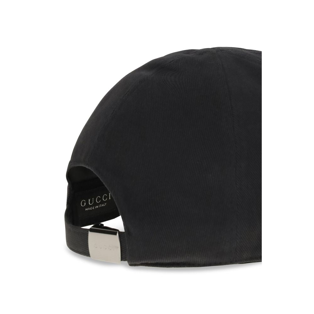 Gucci GU8757364HBKG1060BB Logo-Embroidered Cotton Baseball Cap — Black