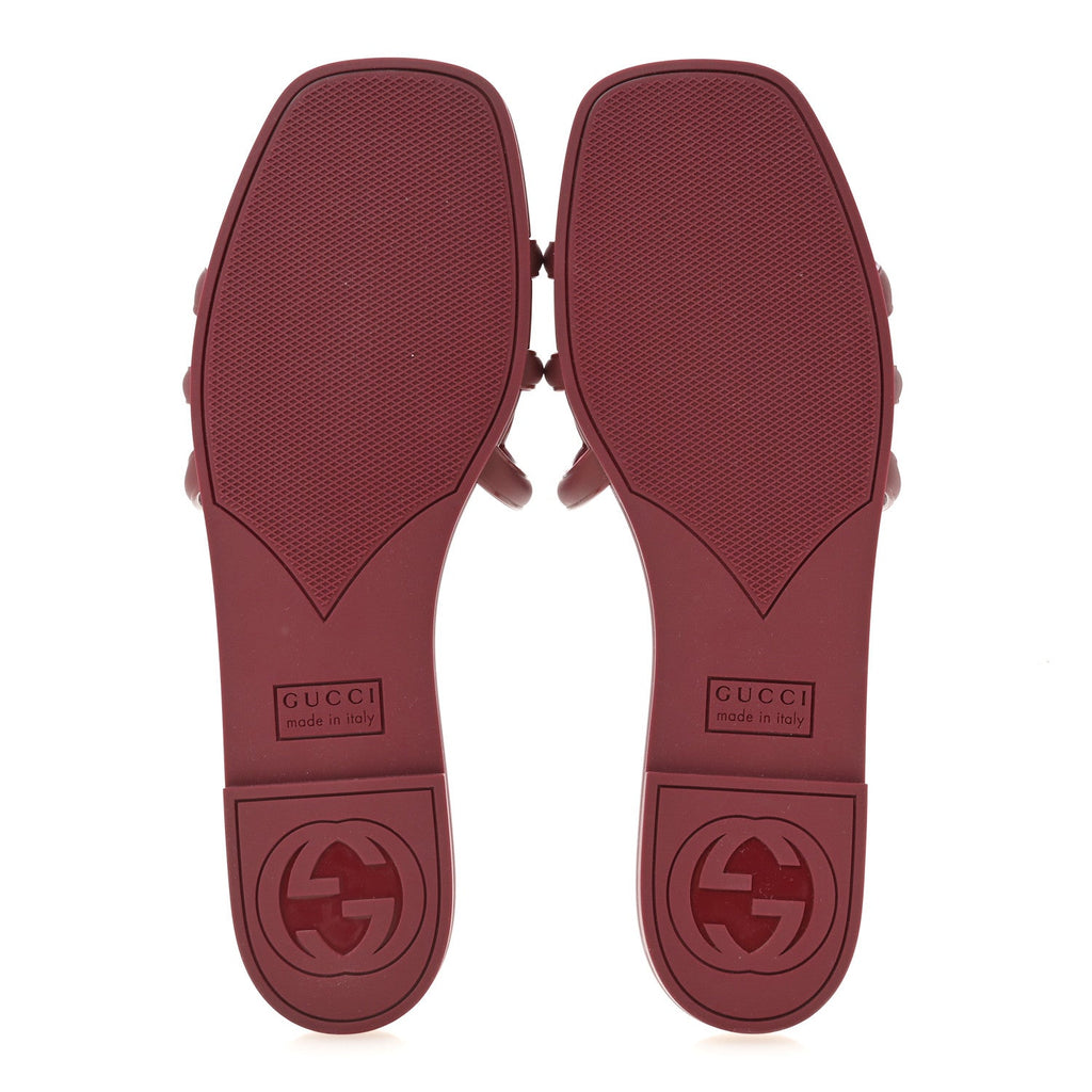Rubber Womens Interlocking G Slide Sandals  39 Rosso Ancora