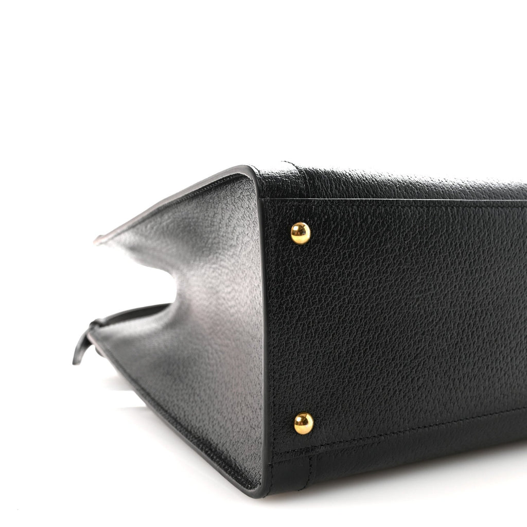 Textured Dollar Calfskin Web Medium Diana Tote Bag Black Dusty Grey