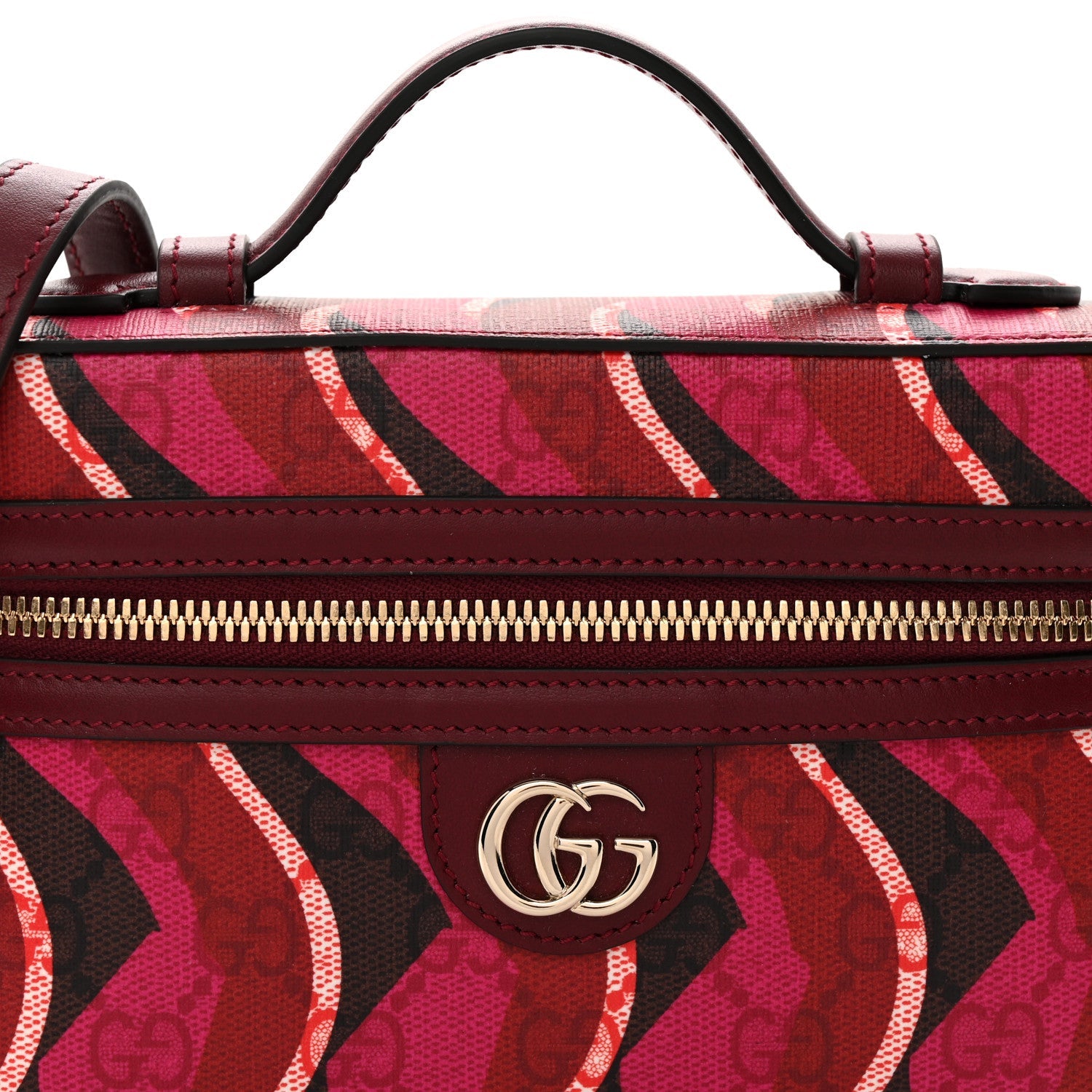 GG Supreme Monogram Canvas Lunar New Year Shoulder Bag  Red Pink Multicolor