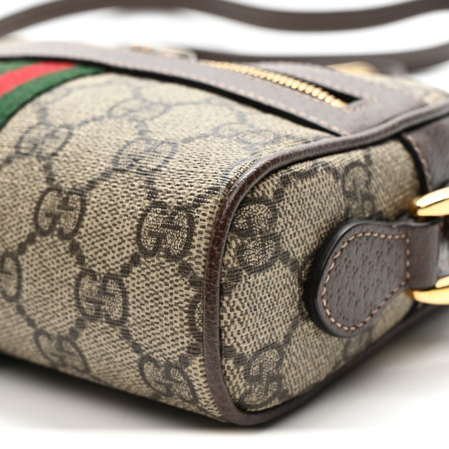 GG Supreme Monogram Web Mini Ophidia Shoulder Bag Brown